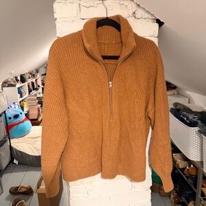 Everlane Womens Felted Merino Wool 1/4 Zip Sweater